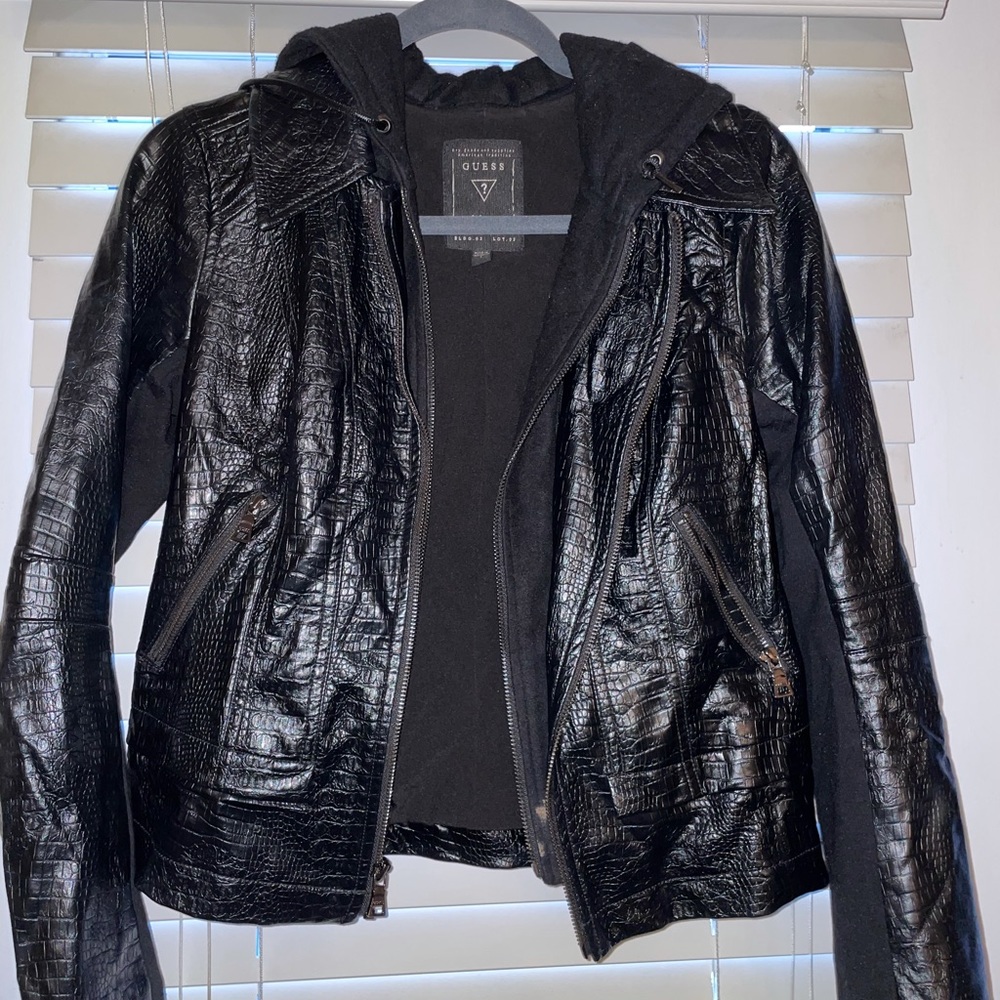 Black GUESS croc leather jacket